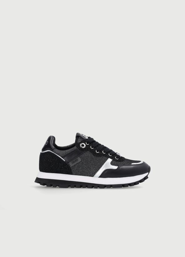 Black Women's Liu Jo Mesh Lamé Sneakers | XKT-540312