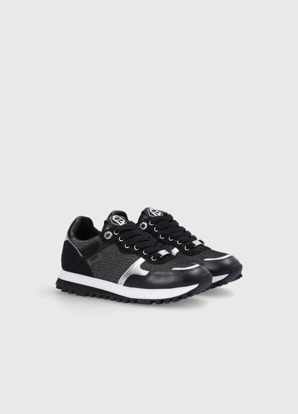 Black Women's Liu Jo Mesh Lamé Sneakers | XKT-540312