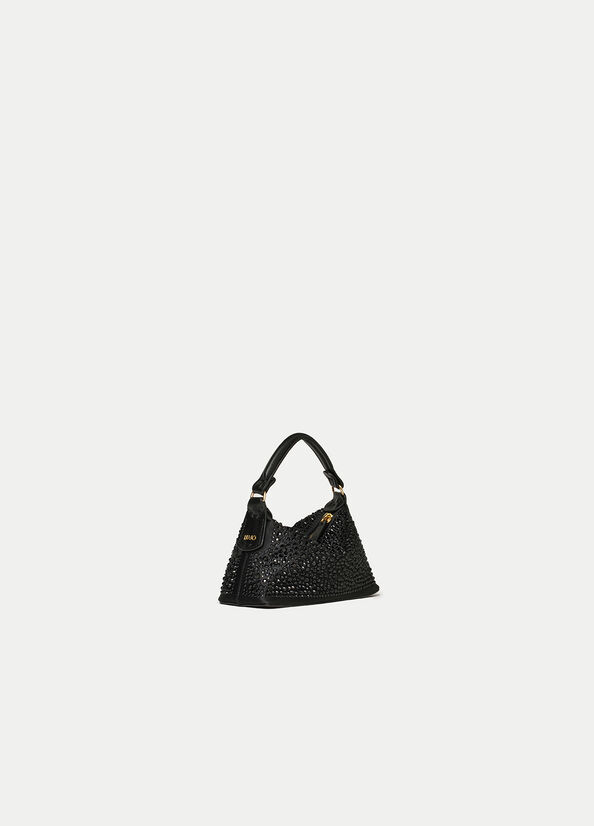 Black Women's Liu Jo Micro Hobo With Gemstones Crossbody Bags | LEO-031985