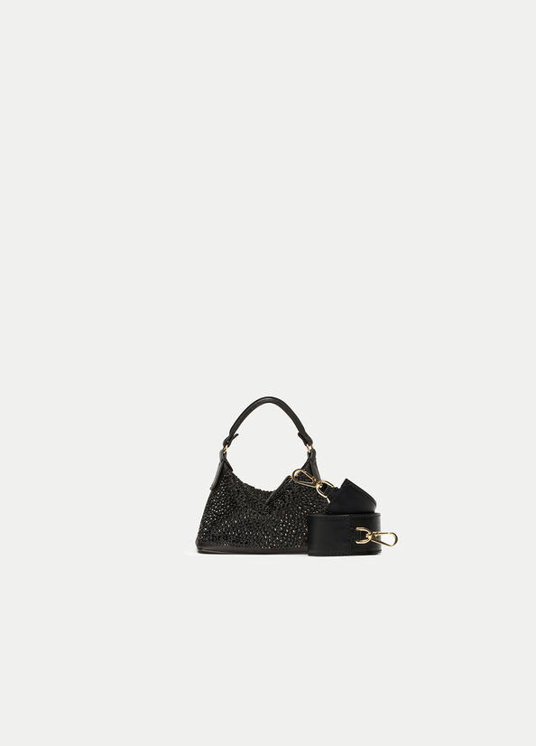 Black Women\'s Liu Jo Micro Hobo With Gemstones Crossbody Bags | LEO-031985