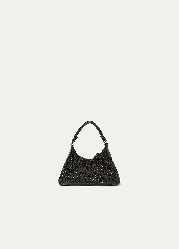 Black Women's Liu Jo Mini Hobo With Gemstones Crossbody Bags | VPC-451693