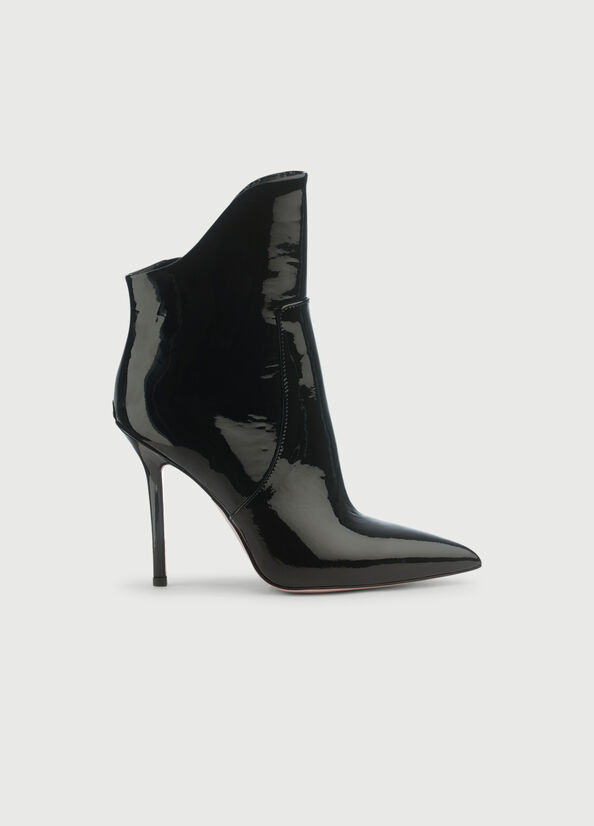 Black Women's Liu Jo Patent Leather With Stiletto Heel Ankle Boots | QCD-192560