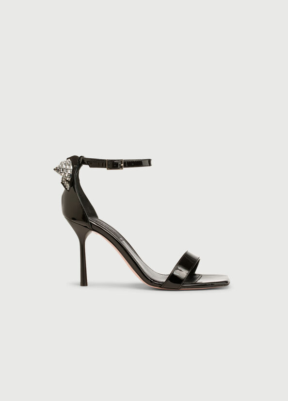 Black Women's Liu Jo Patent Leather With Stiletto Heel Sandals | ZFW-468031