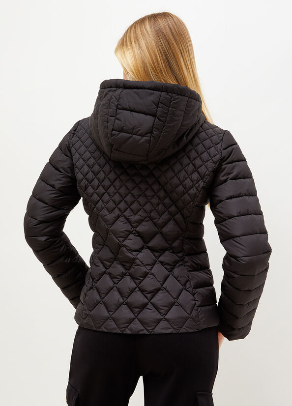 Black Women's Liu Jo Quilted Down With Hood Coats | LXZ-350942