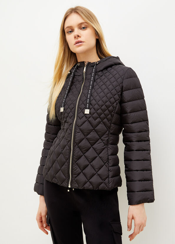 Black Women\'s Liu Jo Quilted Down With Hood Coats | LXZ-350942