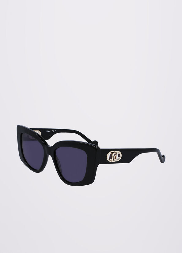 Black Women's Liu Jo Rectangular Sunglasses | JDB-128674