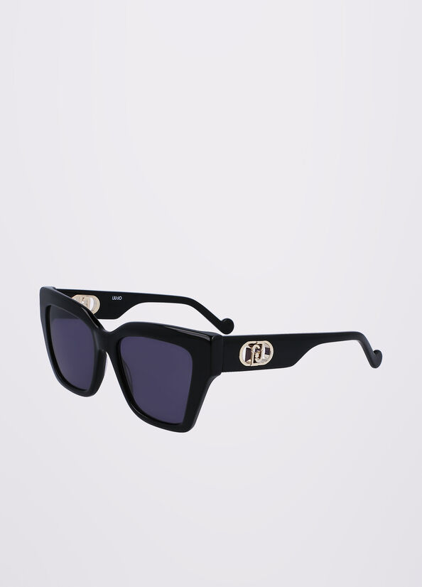 Black Women's Liu Jo Rectangular Sunglasses | TDG-069815