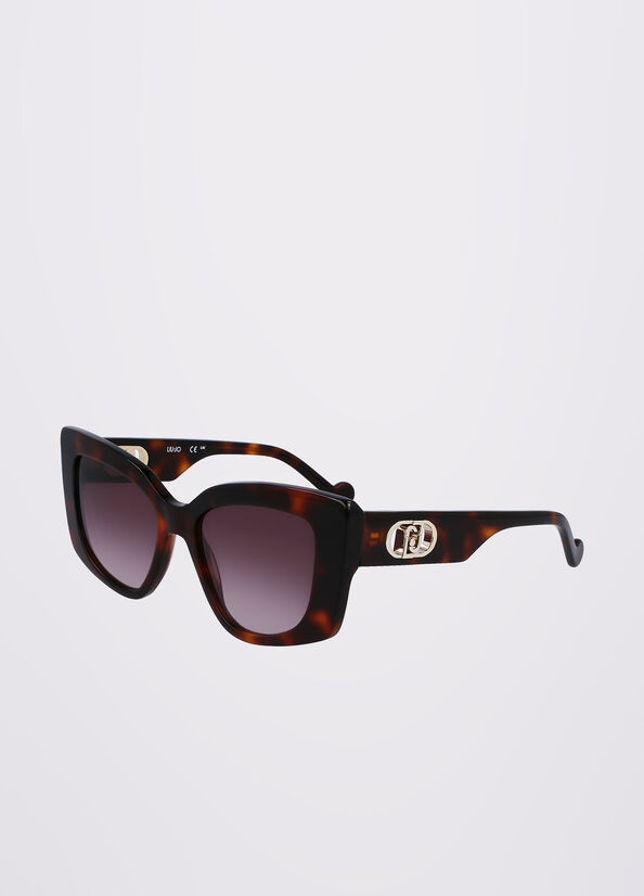 Black Women's Liu Jo Rectangular Sunglasses | YXS-794853