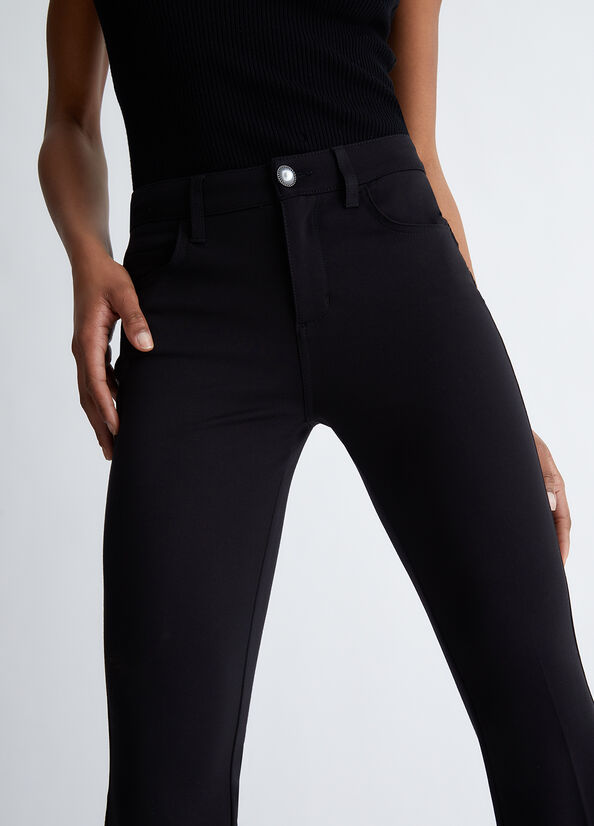 Black Women's Liu Jo Stretch Bottom Up Pants | OBK-532810