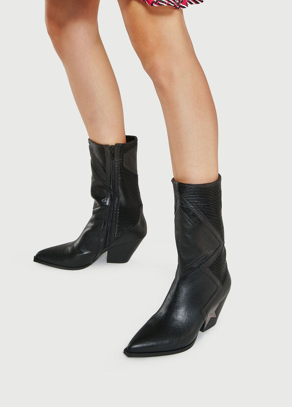 Black Women\'s Liu Jo Texan Ankle Boots | ZAH-952476