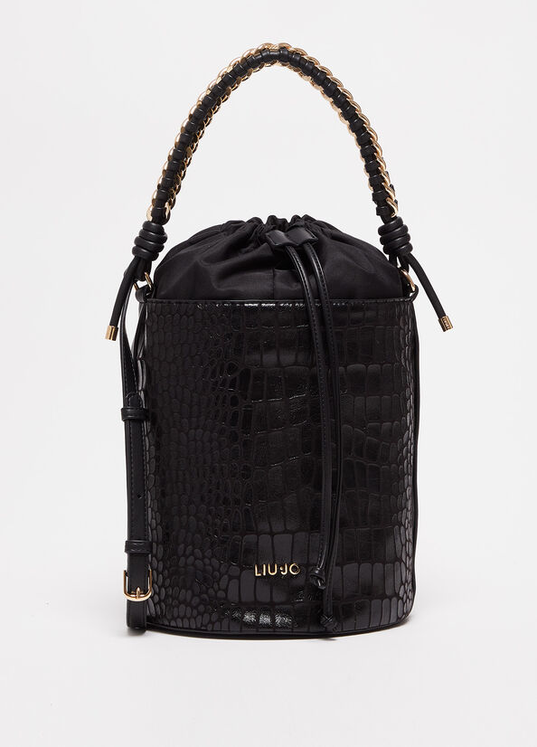 Black Women's Liu Jo With Crocodile Print Bucket Bags | BZT-291035