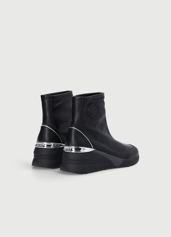 Black Women's Liu Jo With Logo Ankle Boots | GZR-812673