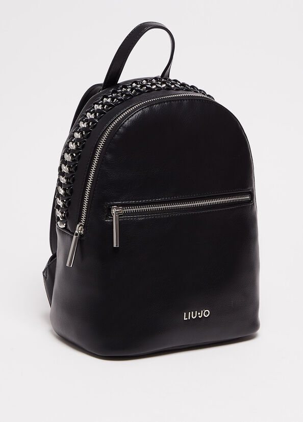 Black Women's Liu Jo With Logo Backpacks | QNI-152374