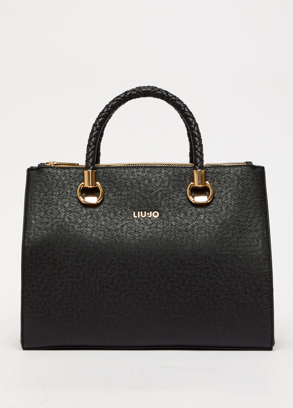 Black Women's Liu Jo With Logo Handbag | WSN-617340