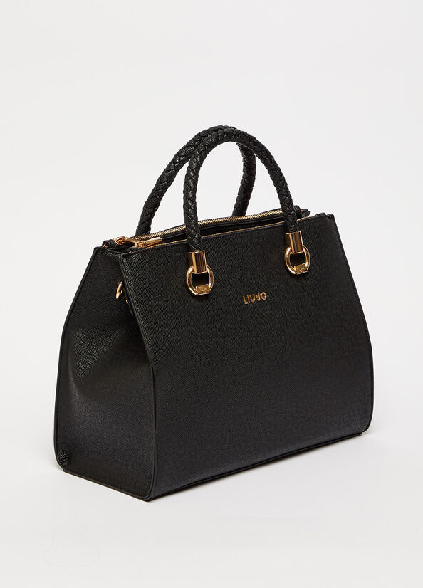 Black Women's Liu Jo With Logo Handbag | WSN-617340