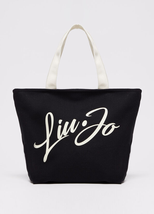 Black Women's Liu Jo With Logo Shopper Bag | IBA-582934