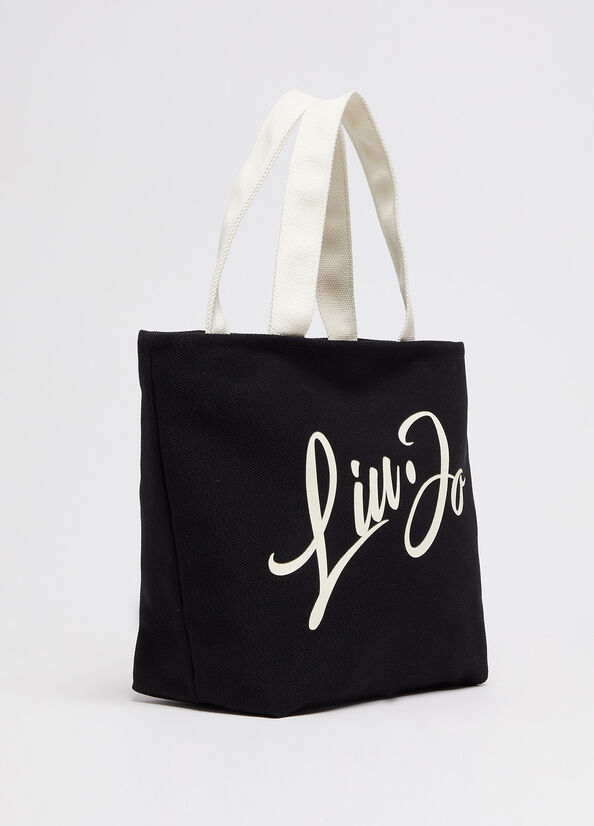 Black Women's Liu Jo With Logo Shopper Bag | IBA-582934