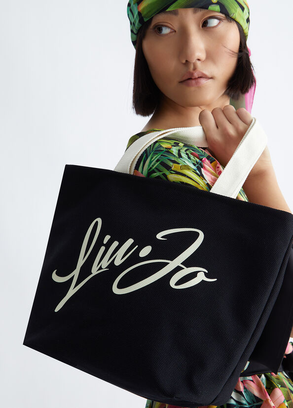 Black Women\'s Liu Jo With Logo Shopper Bag | IBA-582934