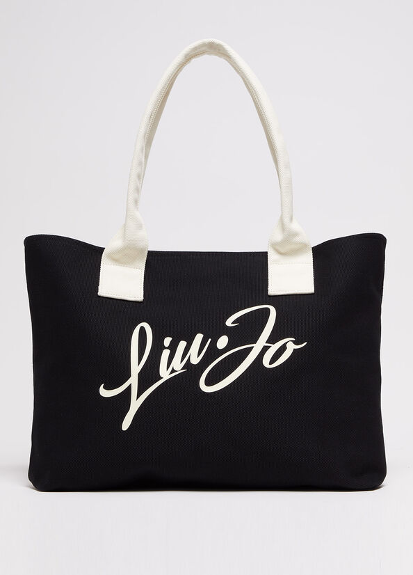 Black Women's Liu Jo With Logo Shopper Bag | PKN-135742