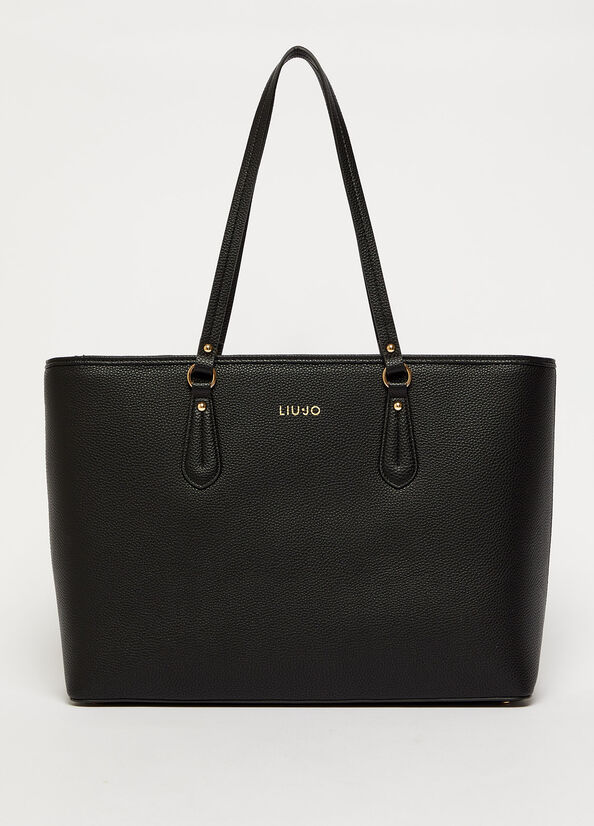 Black Women's Liu Jo With Logo Shopper Bag | SDR-704628