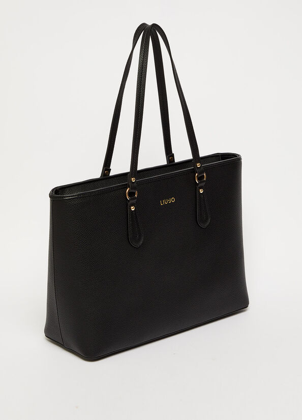 Black Women's Liu Jo With Logo Shopper Bag | SDR-704628