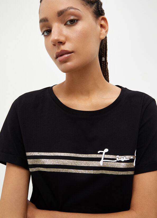 Black Women's Liu Jo With Logo T Shirts | ZIV-041789