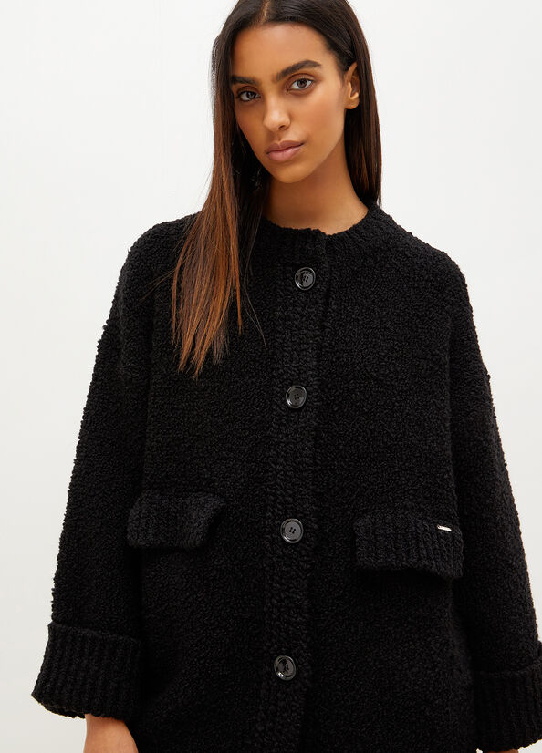 Black Women's Liu Jo Wool And Alpaca Knit Coats | SQB-209146