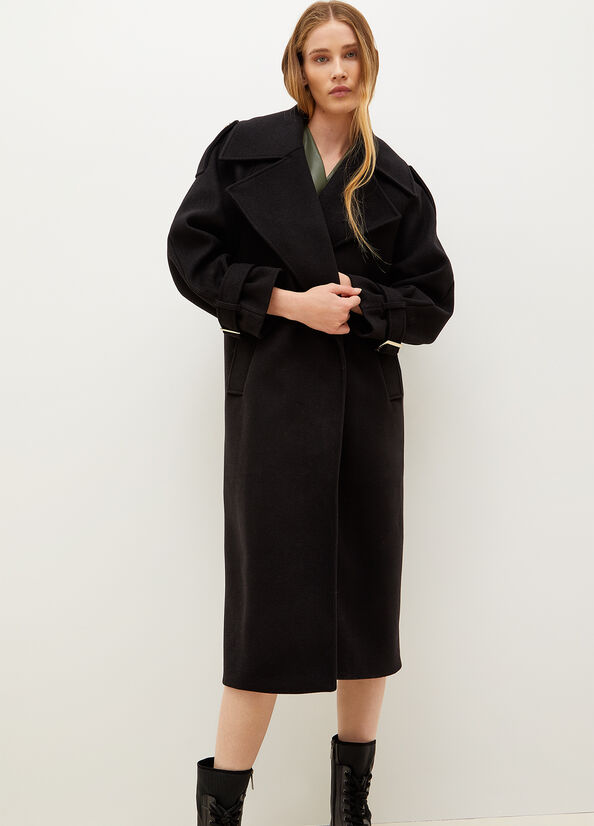 Black Women\'s Liu Jo Wool Blend Trench Coats | HVA-258763