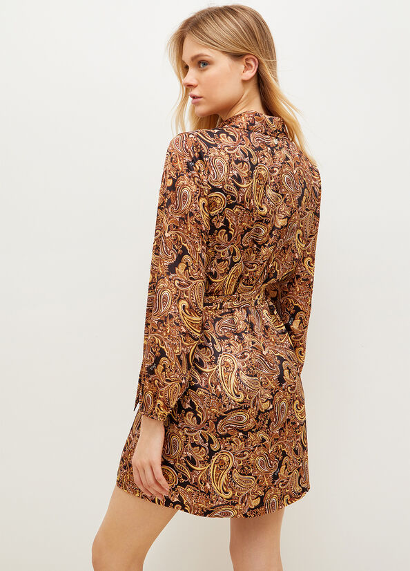 Black / Yellow Women's Liu Jo Paisley-Print Dress | CJT-075913