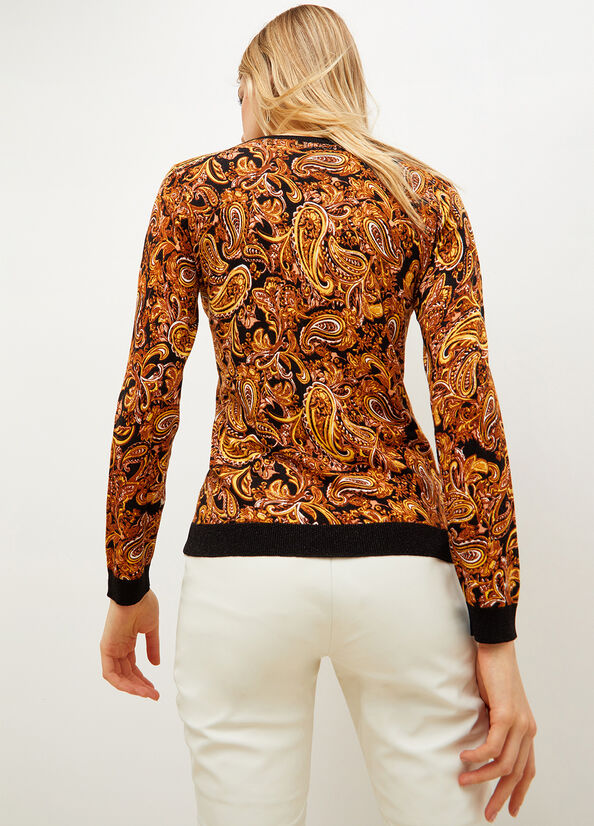 Black / Yellow Women's Liu Jo Paisley Print Sweaters | ZSR-845261