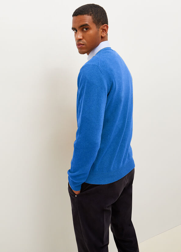 Blue Men's Liu Jo Cashmere Pullover Sweaters | UAZ-936102