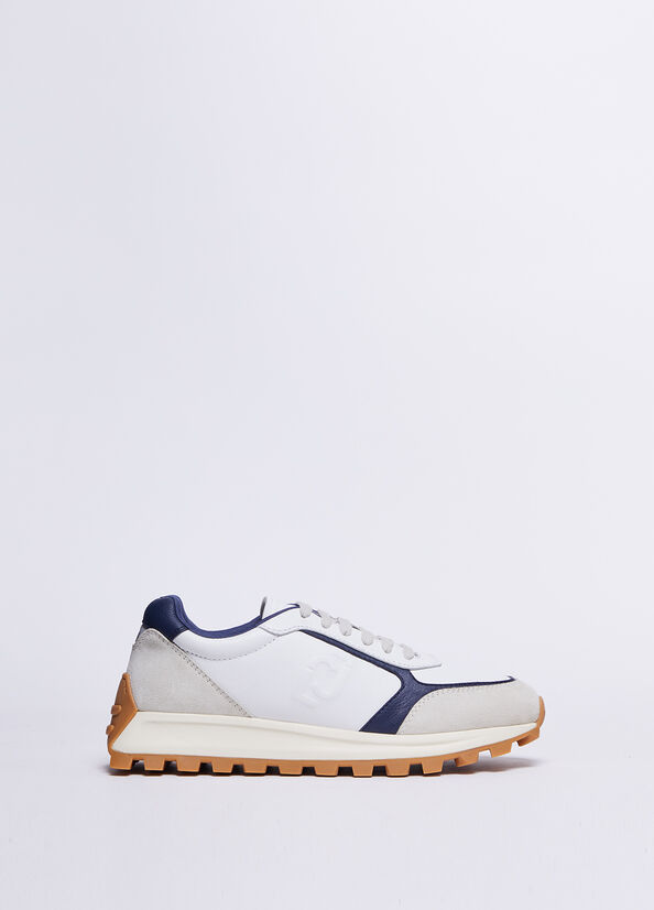 Blue Men's Liu Jo Leather And Suede Sneakers | RBS-425781