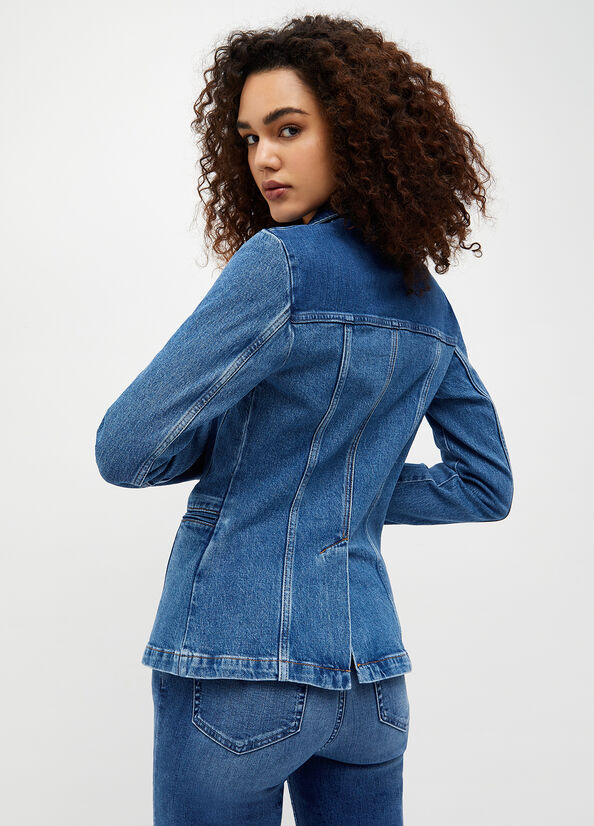 Blue Women's Liu Jo Denim Blazer Jackets | WJY-741856