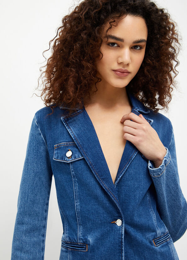 Blue Women's Liu Jo Denim Blazer Jackets | WJY-741856