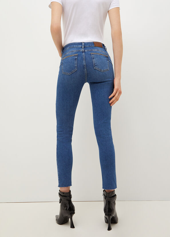 Blue Women's Liu Jo Used Effect Skinny Jeans | YNB-368571