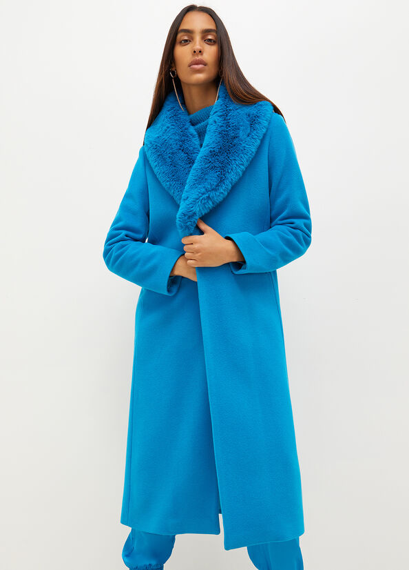 Blue Women\'s Liu Jo Wool Blend Coats | VHU-218935