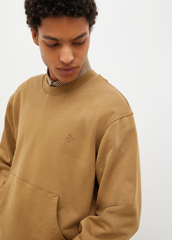 Brown Men's Liu Jo Crew Neck Sweaters | BGW-926430