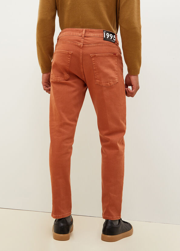 Brown Men's Liu Jo Tapered Slim-Fit Jeans | UXL-427305