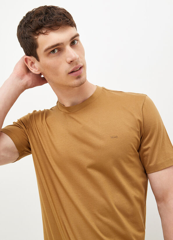 Brown Men's Liu Jo With Logo T Shirts | CIV-125934