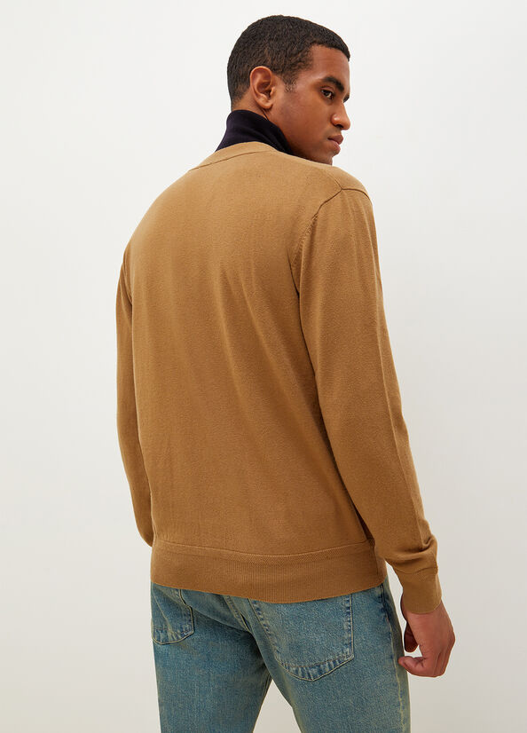 Brown Men's Liu Jo Wool Cardigan Sweaters | PJX-894137