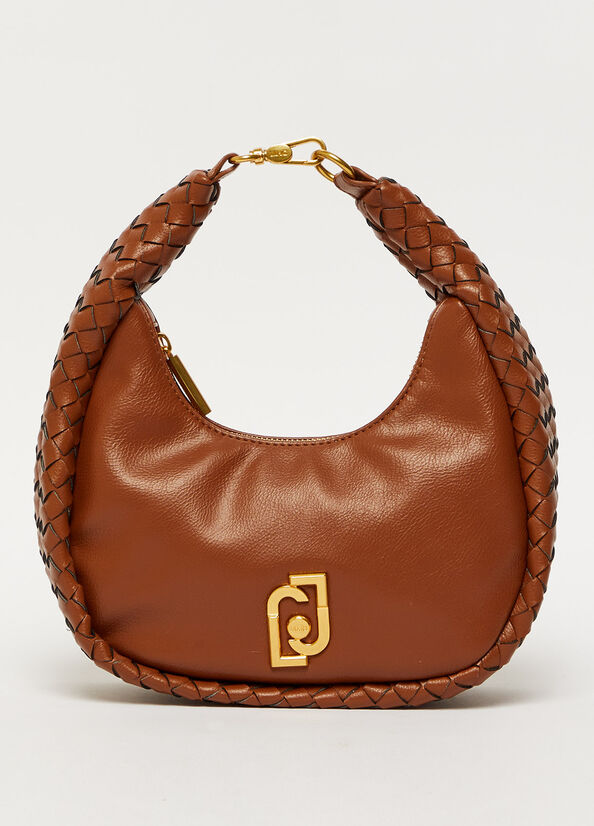 Brown Women's Liu Jo Braided Shoulder With Logo Shoulder Bags | CZV-247608