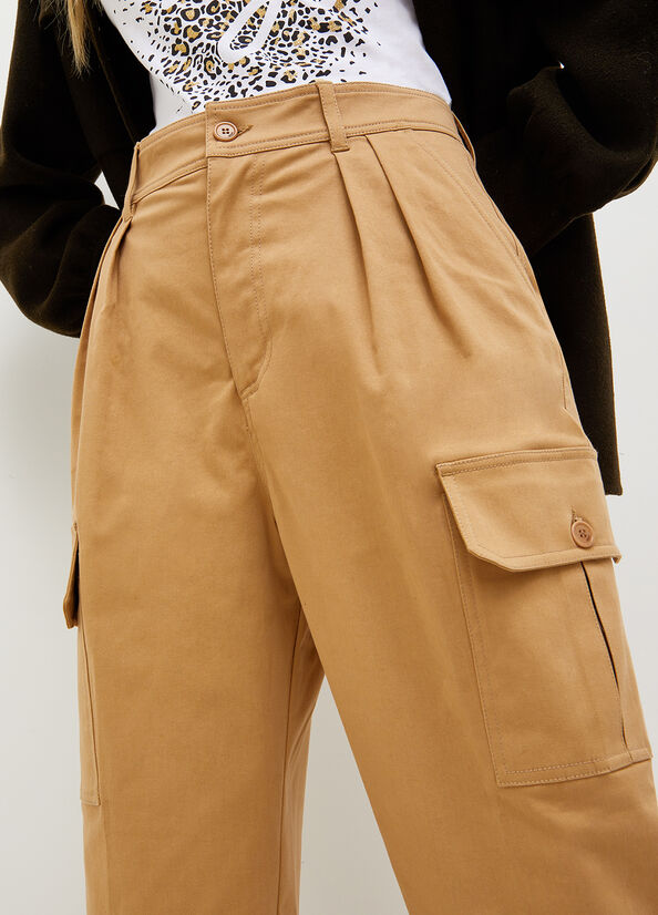 Brown Women's Liu Jo Gabardine Cargo Pants | PDT-876345