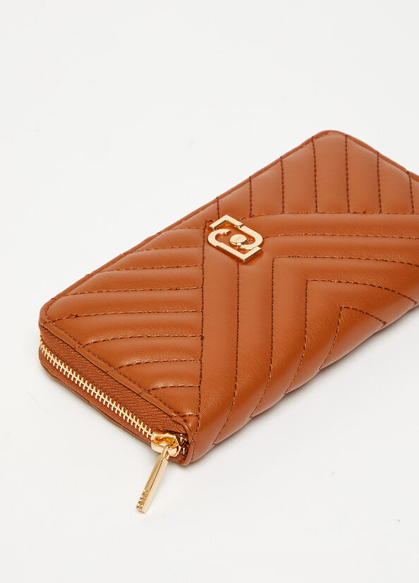 Brown Women's Liu Jo Large Eco-Friendly Quilted Wallets | QEW-543190