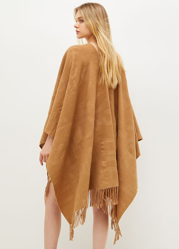 Brown Women's Liu Jo Poncho With Logo Coats | OPV-307214