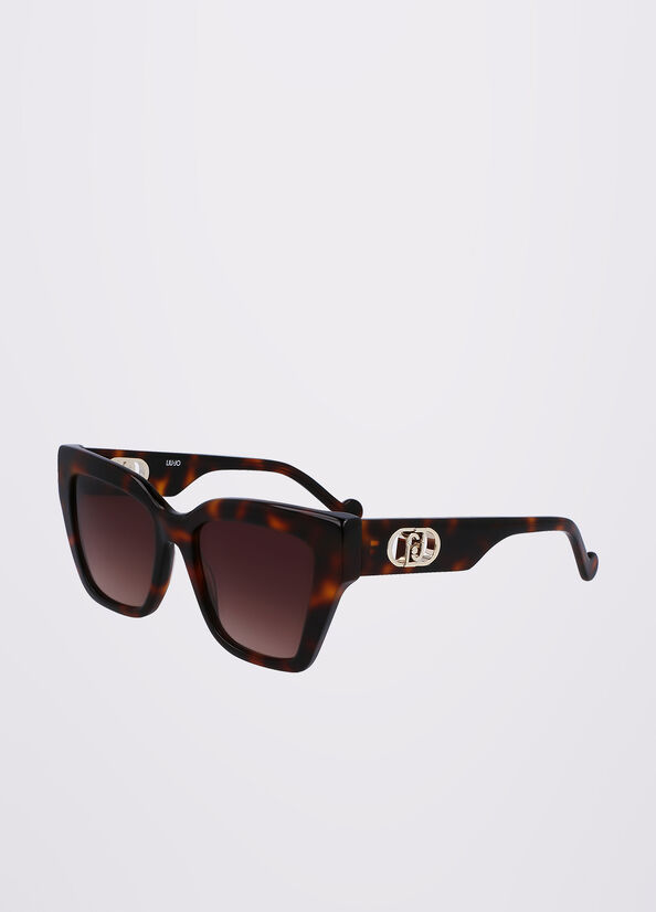 Brown Women's Liu Jo Rectangular Sunglasses | GFC-321748