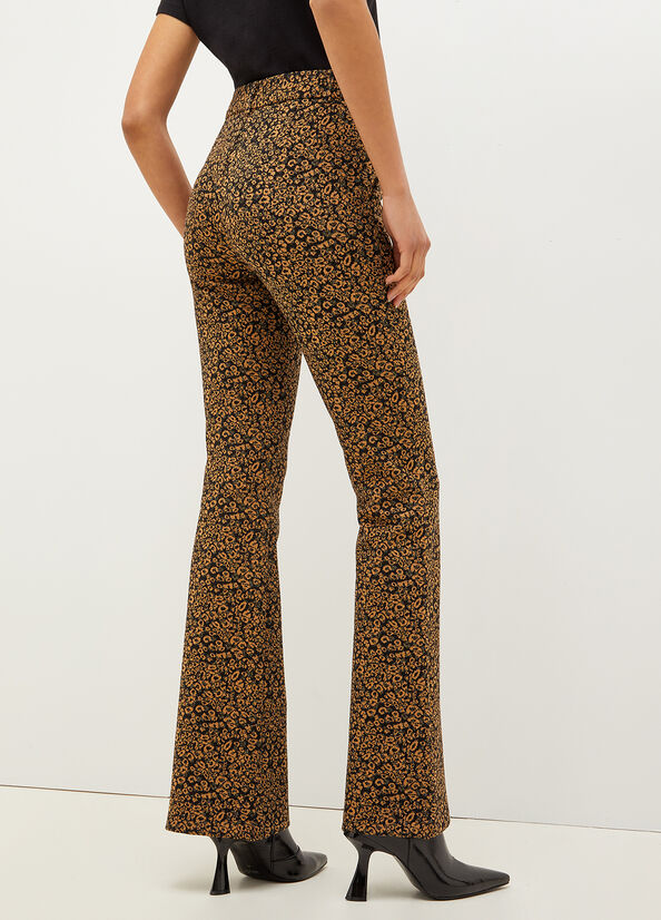 Brown Women's Liu Jo Stretch Cotton Blend Animal Print Pants | QKC-750341