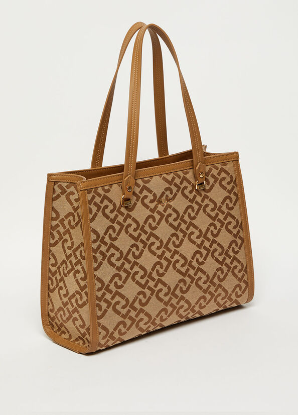 Brown Women's Liu Jo With Jacquard Logo Shopper Bag | PHJ-713624