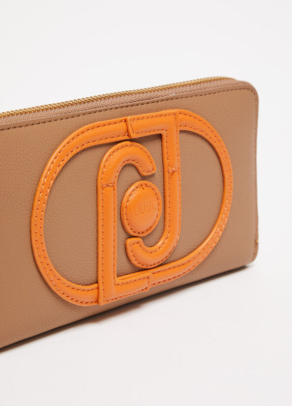 Brown Women's Liu Jo Zip Around With Logo Wallets | CEQ-430259