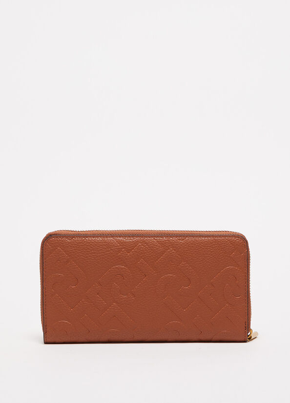 Brown Women's Liu Jo Zip Around With Logo Wallets | RCI-953218