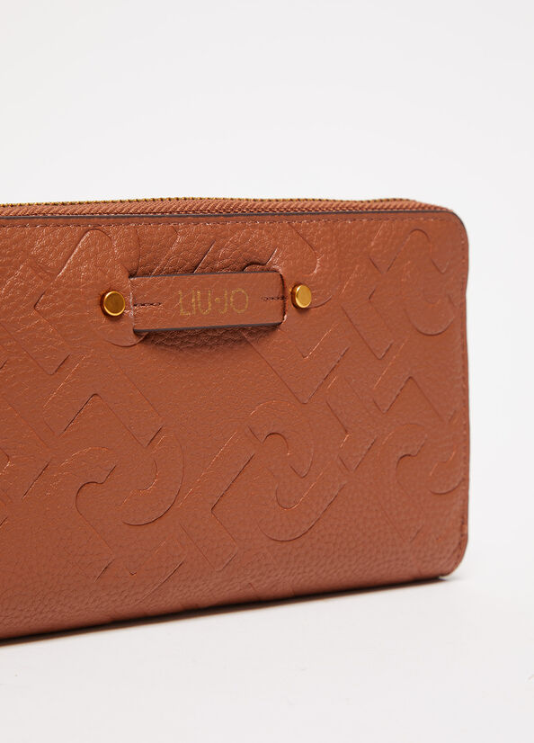 Brown Women's Liu Jo Zip Around With Logo Wallets | RCI-953218